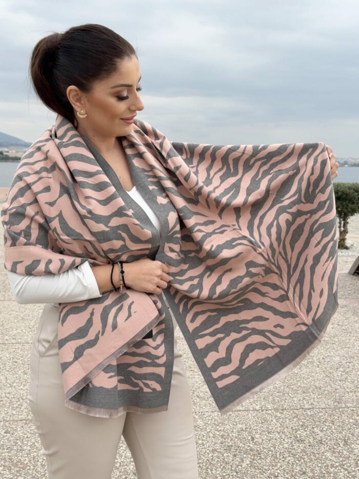 KORALIA ZEBRA ΡΟΖ-ΓΚΡΙ ΠΑΣΜΙΝΑ - Image 2