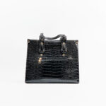 Karli Μαύρη Κροκό Τσάντα