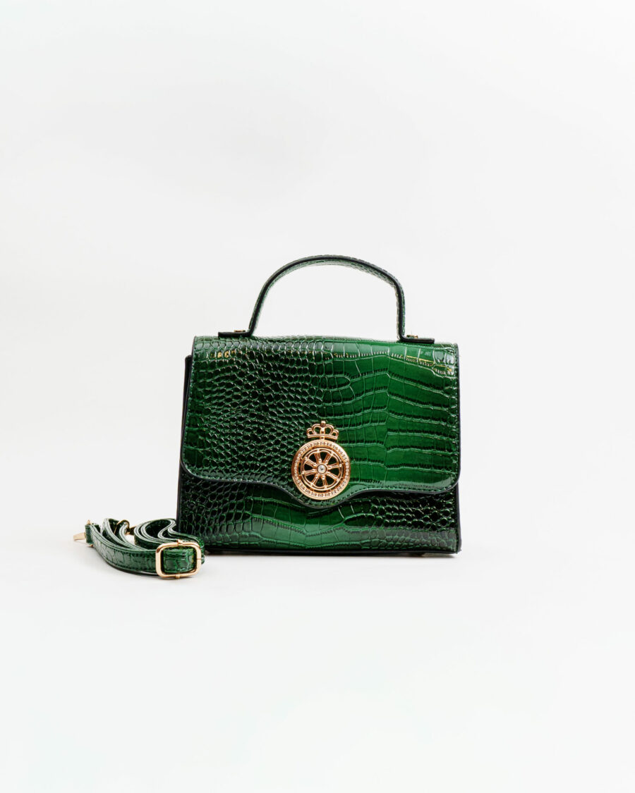 Monic Πράσινη Κροκό Τσάντα