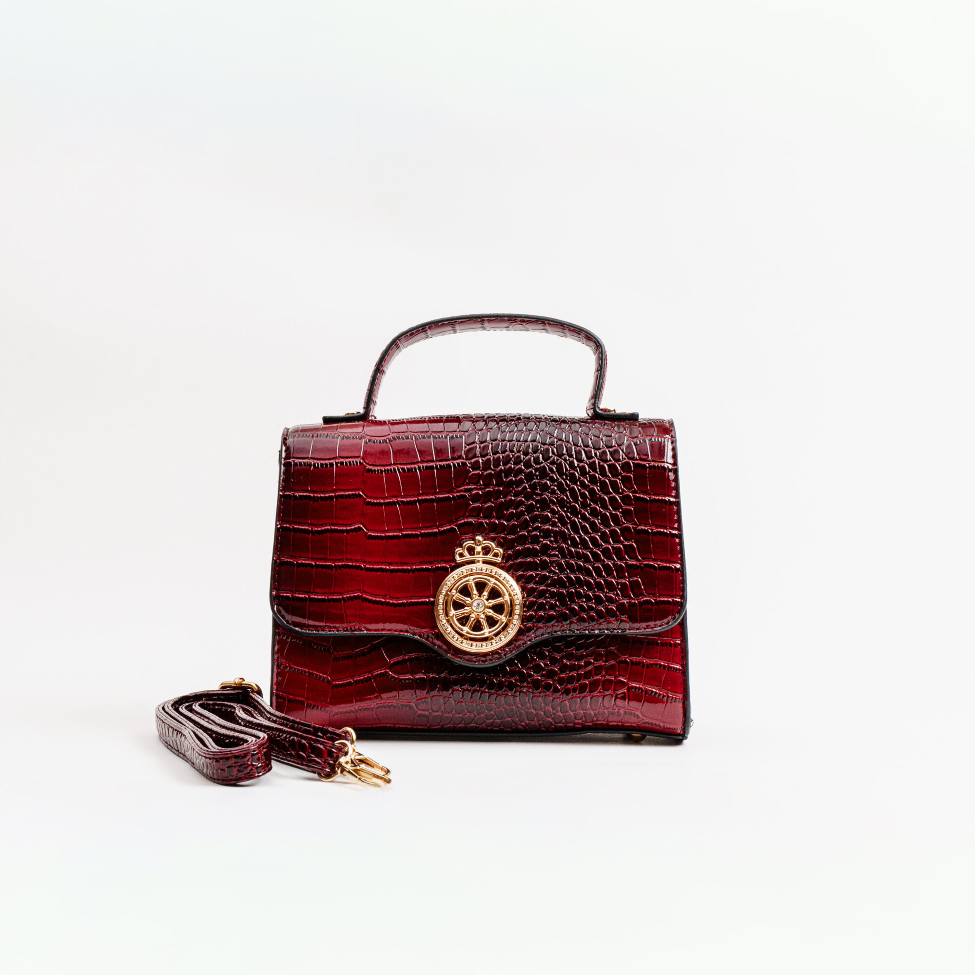 Monic Μπορντό Κροκό Τσάντα