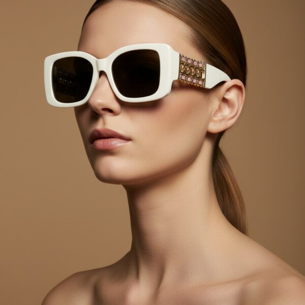 Noni Γυαλιά Ηλίου Ζαχαρί (Off White) με Χρυσές Λεπτομέρειες