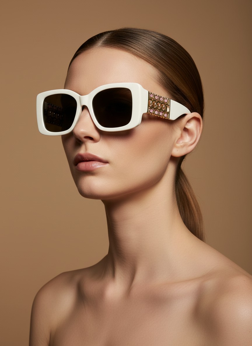 Noni Γυαλιά Ηλίου Ζαχαρί (Off White) με Χρυσές Λεπτομέρειες