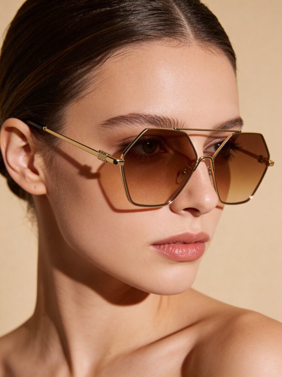 Gigi Χρυσά Γυαλιά Ηλίου Μπεζ Διάφανα