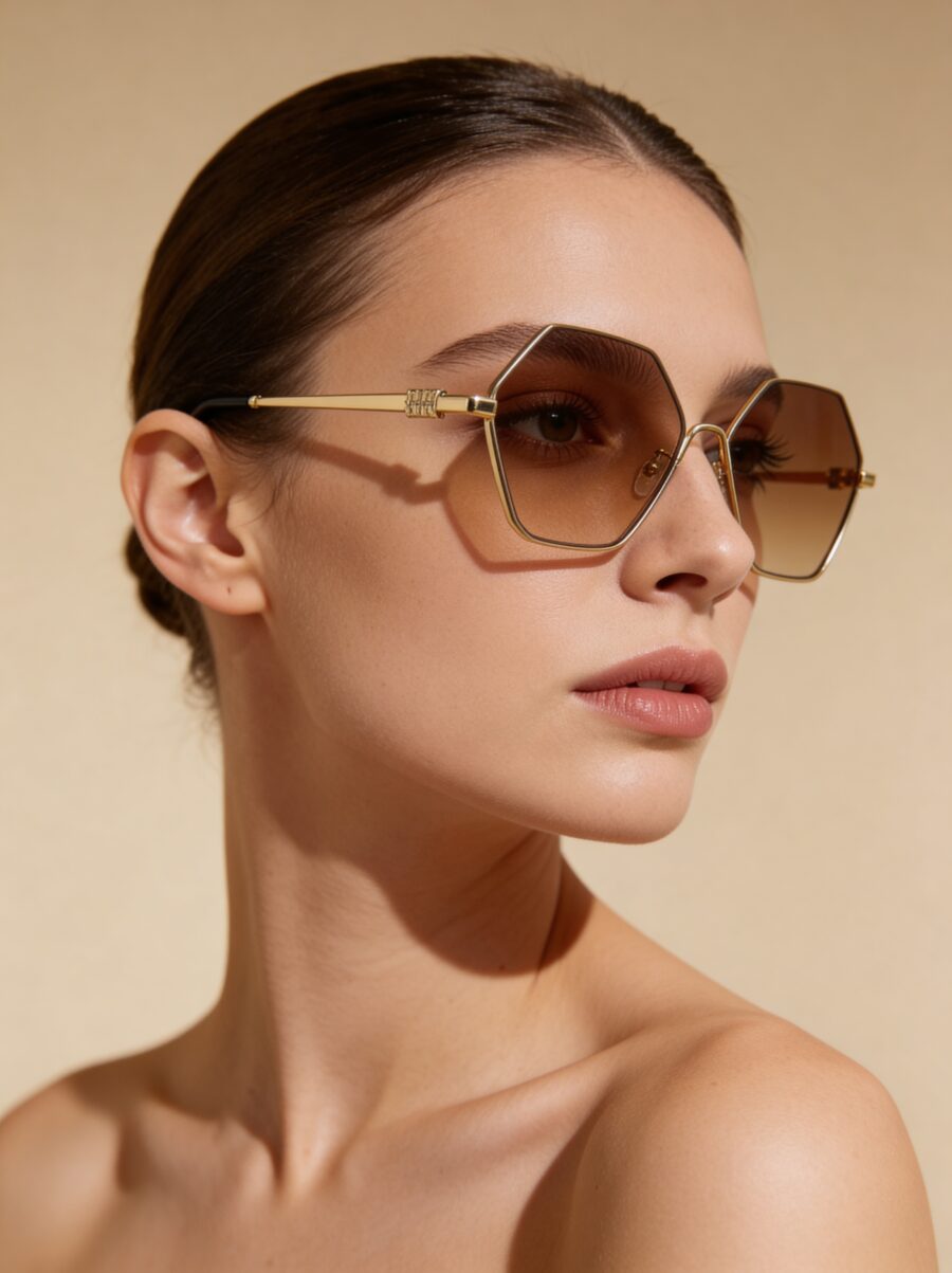 Gigi Χρυσά Γυαλιά Ηλίου Μπεζ Διάφανα