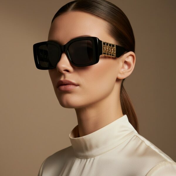Noni Γυαλιά Ηλίου Μαύρα με Χρυσές Μεταλλικές Λεπτομέρειες