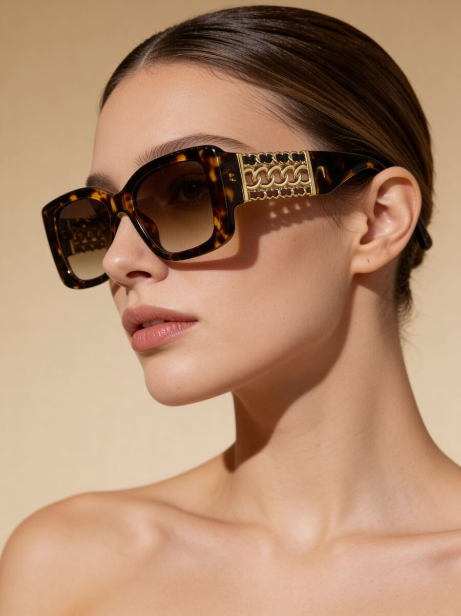 Noni Γυαλιά Ηλίου Καφέ Ταρταρούγα με Χρυσές Μεταλλικές Λεπτομέρειες