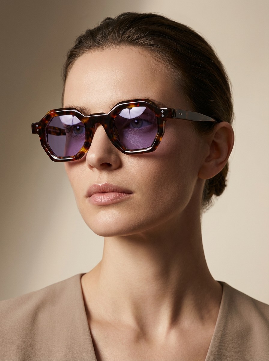 Den Ταρταρούγα καφέ με Λιλά Διάφανο φακό