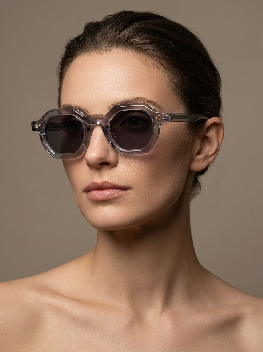 Den γκρι διάφανο πολυγωνικό γυαλί ηλίου