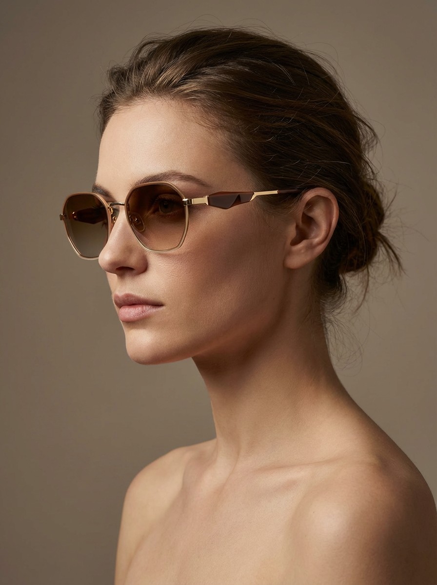 Geok Καφέ 3d Μεταλλικά Γυαλιά ηλίου