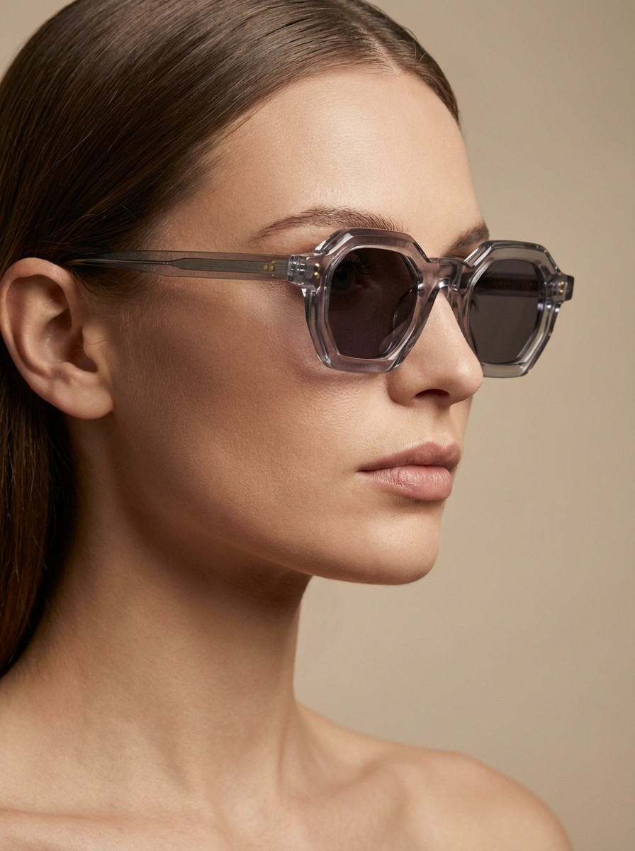 Den γκρι διάφανο πολυγωνικό γυαλί ηλίου