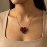 Heart Κολιέ με καρδιά και κόκκινες χάντρες