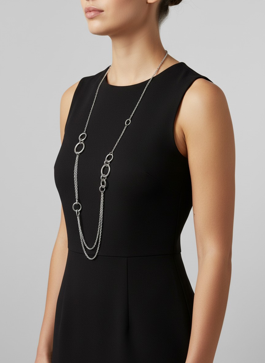 Tina Κολιέ Ασημί Με Κρίκους