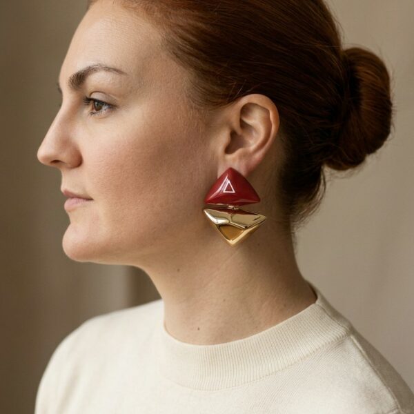 Mila Σκουλαρίκια γεωμετρικά κόκκινα